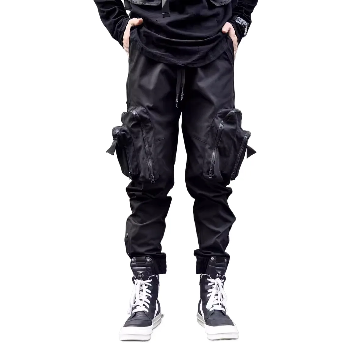 

Men's Techwear Joggers With Multi Functional Poackets Tactical Cargo Pants For Male High Street Mechanic Trousers Elastic Waist