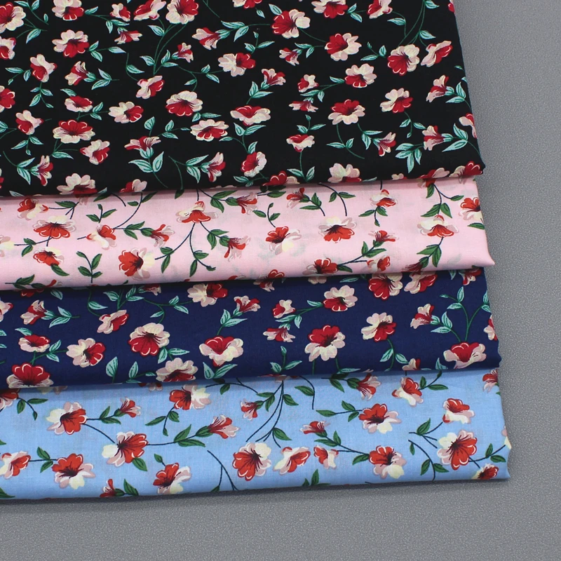 

140x50cm Cotton Poplin Pastoral Style Fresh Floral Print Fabric Cotton Clothing Dress Material Handmade Decoration Fabric