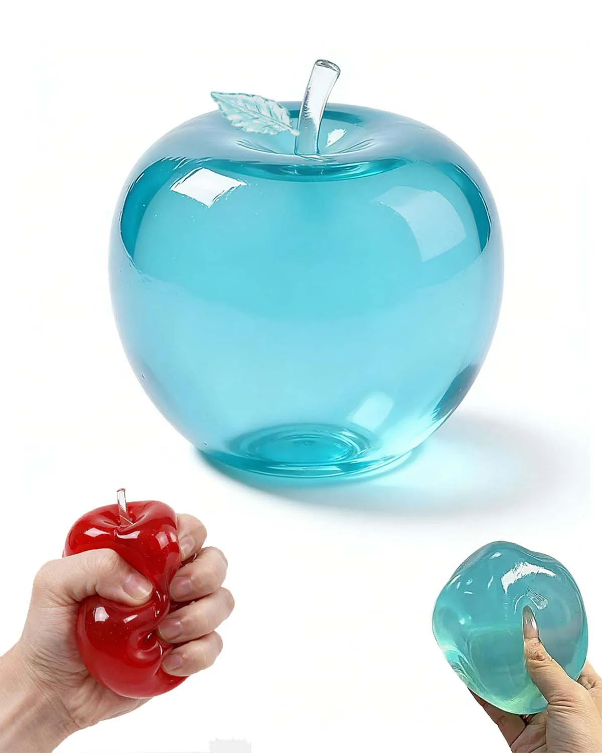1 Piece Apple-Shaped Squishy Toy, Soft Slow-Rebound Fingertip Stress-Relief Toy, Glass-Like Translucent Silicone Material, Moldable, Portable Stress-Relief Toy, Soft Fruit Shape, Suitable for Party Games, Gifts, Easter Basket Fillers, and Presents