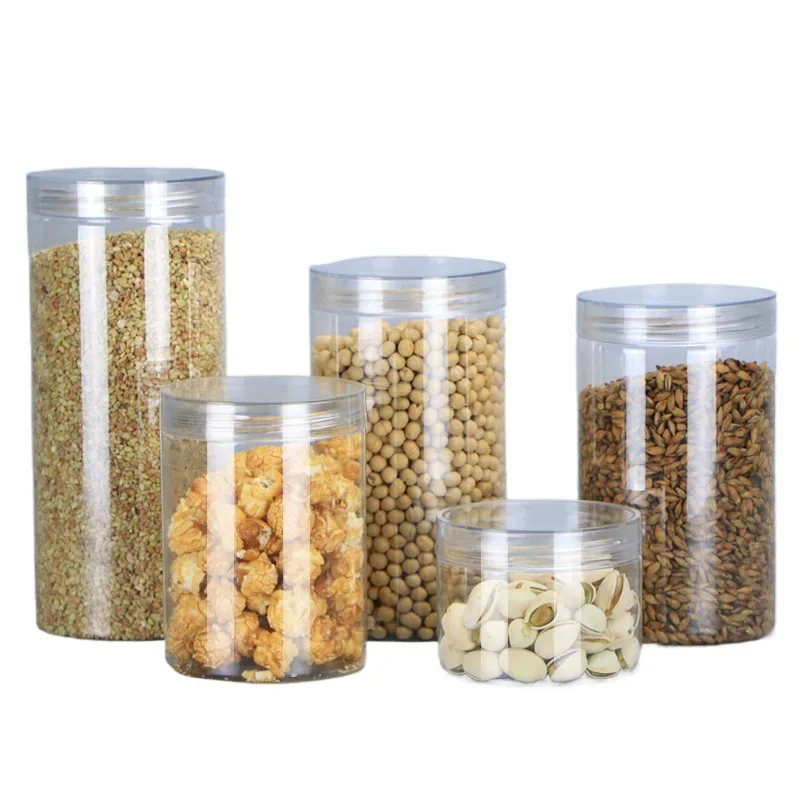 

Plastic bottle, cookie jar, snowflake cake, box, honey jar, sealed, transparent, round.