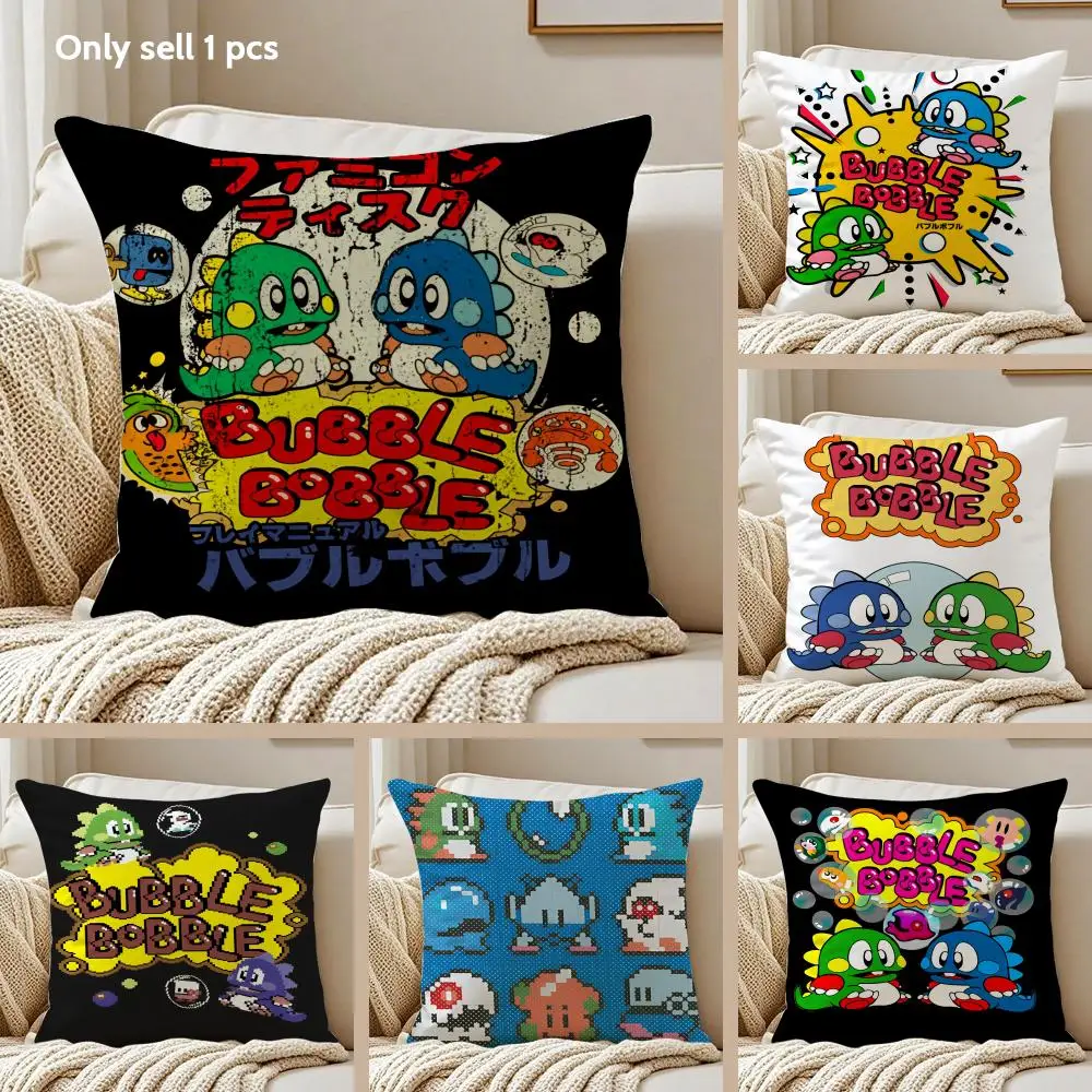 Game B-Bubbles Bobble Cushion Cover Silky Short Plush Sofa Pillow Cover Hidden Zipper Soft Dustproof Case for Home Decor