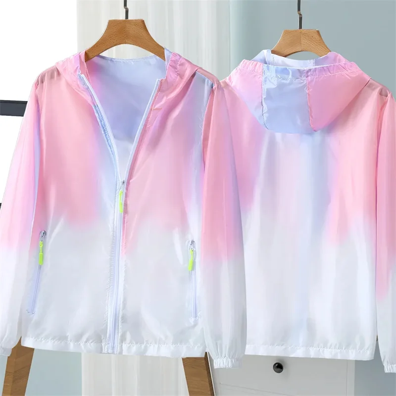 Gradient Sun Protection Clothing Women Summer New Coat Fat MM Loose Ice Silk Large Size Jacket Fashion Thin Sunscreen Top Female