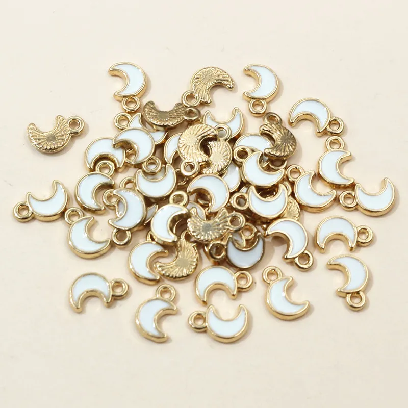 100Pcs 8x5mm Small Alloy Moon Charms Pendants Multi Colors For DIY Bracelet Necklaces Jewelry Making Accessories