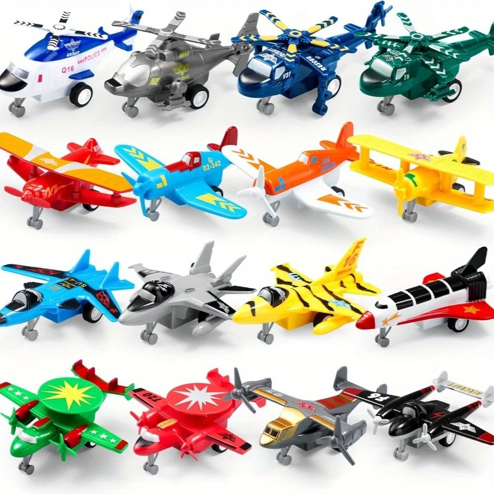 

JOYFY-16 шт. самолет с откатным механизмом, игрушки для мальчиков, игровой набор самолетов, вертолет, истребитель-бомбардировщик для малышей, рождественские дети