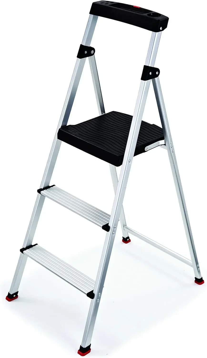 Aluminum Lightweight Folding Step Stool with Project Top, Silver, Tested to US Safety Standards, No Assembly Required