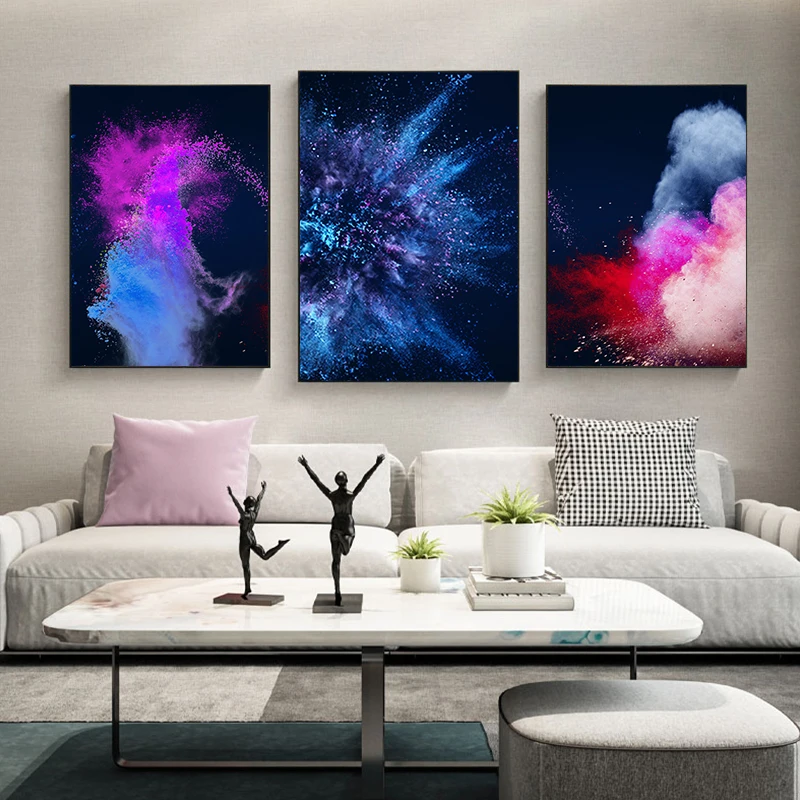 

3pcs Abstract Color Splash Canvas Poster Picture Wall, Modern Living Room, Dining Room, Office Interior Home Decoration Print