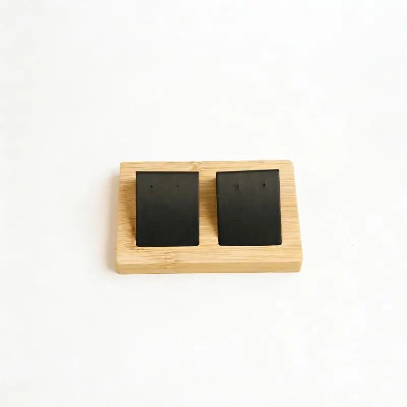 Bambus-Holz-Ohrringständer, DIY-Schmuckaufbewahrungsschale aus Samt und PU-Leder für Schaufenster und Thekenpräsentationen – Detail 22