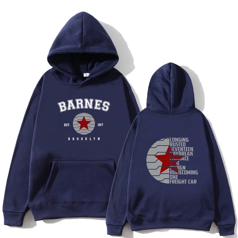 Herbst-Winter Retro Bucky Barnes 1917 Soldatenmode, vorne und hinten bedrucktes Muster, Sport- und Freizeit-Hoodie, Sweatshirt, Oberteil – Detail 10