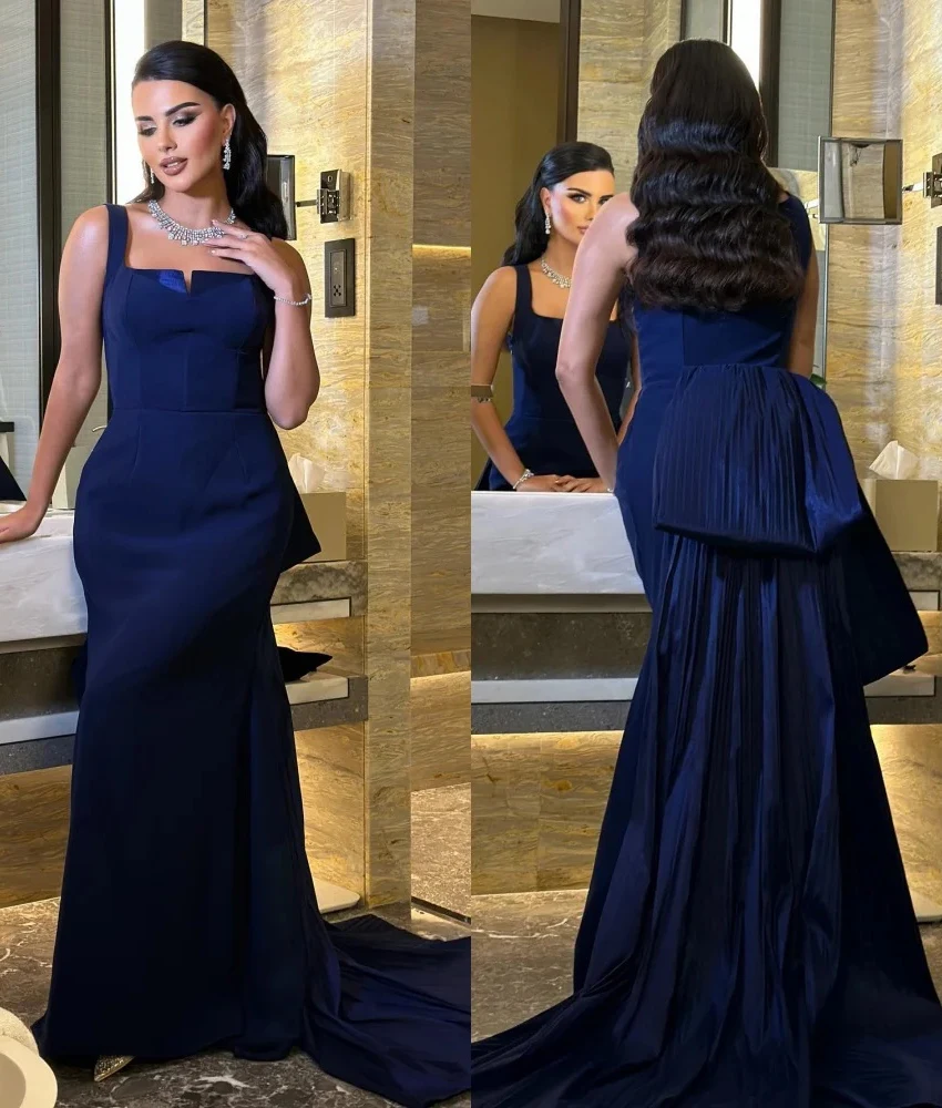 

Customized Sexy Jersey Mermaid Spaghetti Straps Evening Dress Temperament Strapless Sleeveless Floor Length Celebrity Gowns