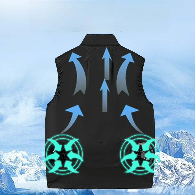 

Men Fan Vest Smart Cooling Air Conditioning Clothes Summer Hiking High Temperature Working Site Cool Functional Sleeveless Tops