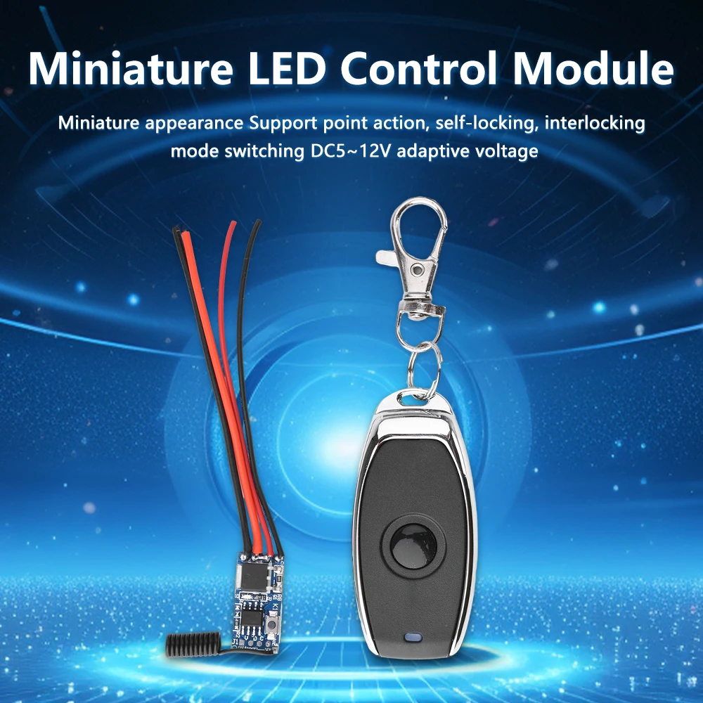 433MHz Wireless Switch Remote Control Module DC5-12V Mini Power LED Lamp Controller DC Motor Speed Controller