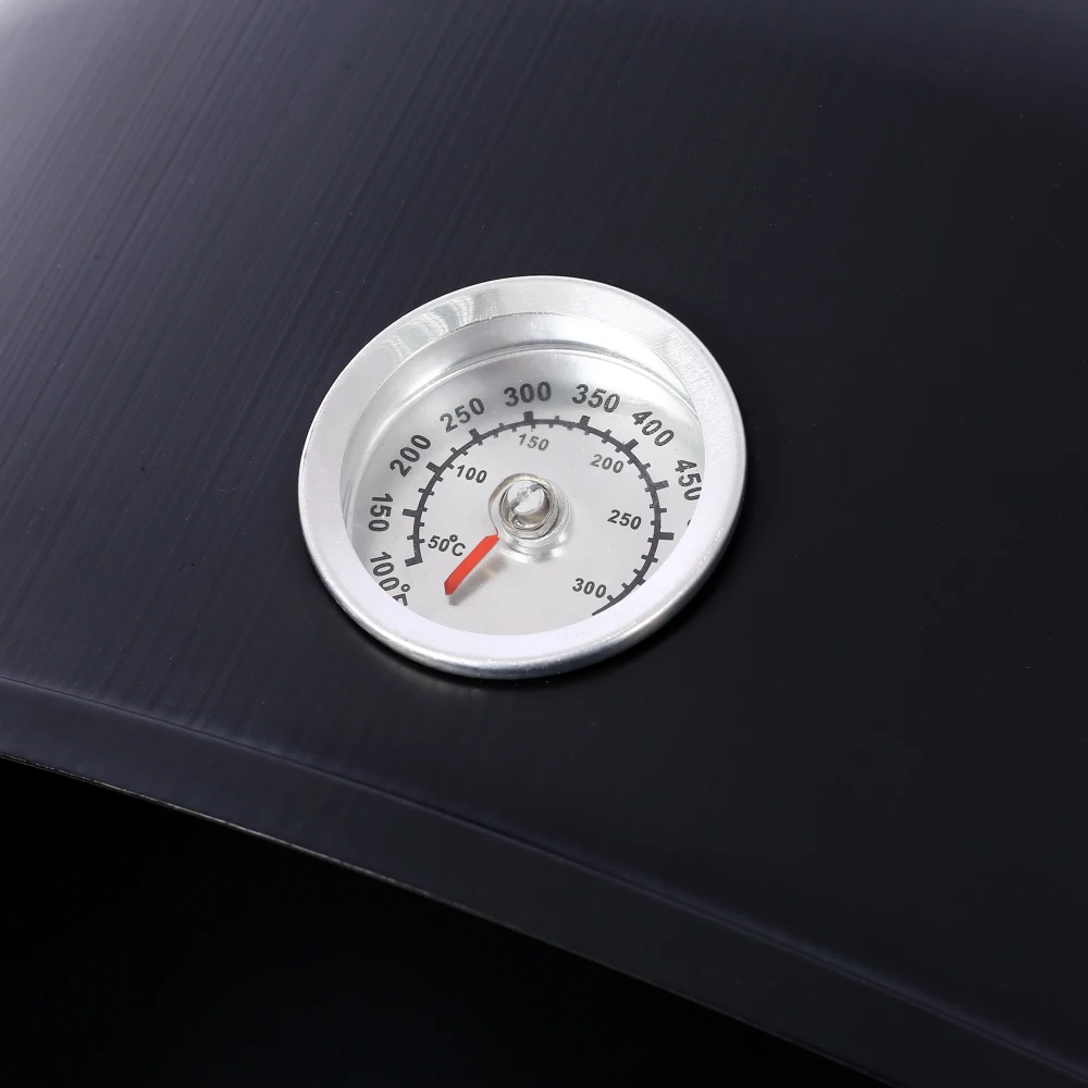 ผู้สูบบุหรี่ถ่านเหล็กขนาด 17 นิ้ว เตาย่างบาร์บีคิวทรงกลมสําหรับงานหนักสําหรับทําอาหารกลางแจ้ง สีดํา