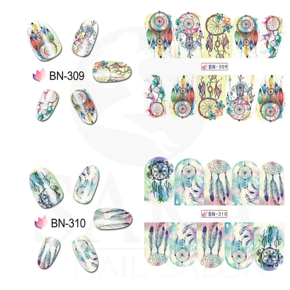 New 12 Sheets/Lot  Mix Owl Dream Catcher Nail Art Water Transfer Decal Sticker For Nail Art Tattoo SABN301-312