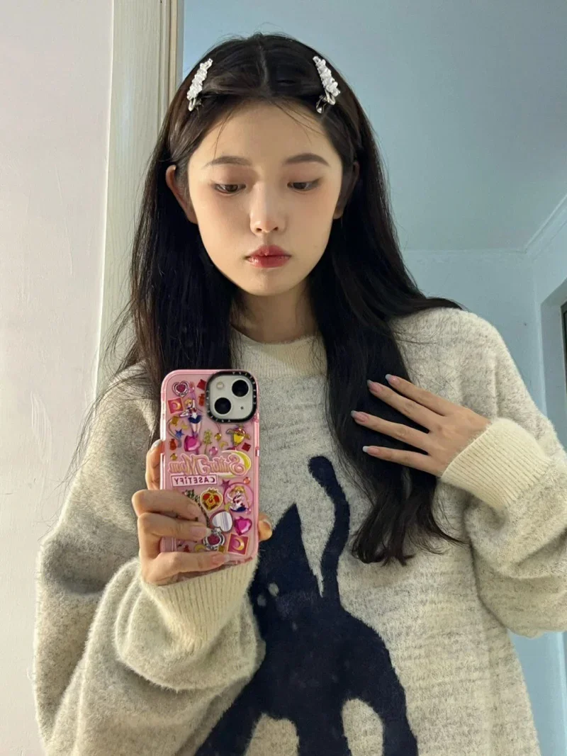 Cats Pullovers Women Loose Harajuku Elegant Sweet Cute Long Sleeve Sweaters Streetwear Pull Femme Ropa Mujer Clothing Knitted