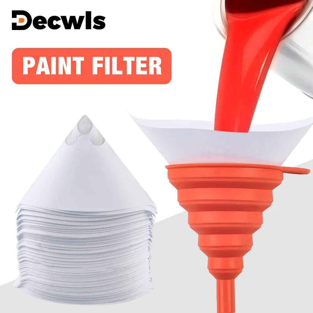 

50/100/200Pcs Paint Paper Funnel,Home Strainer Paper Cone with 1 Silicone Funnel, For Automotive Paint, Furniture, Grease Filter