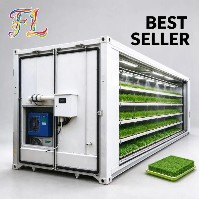 Container Hydroponic Fodder Machine LED Full Spectrum Grow Light Sprout Container Uniform Barley Sprout Growth