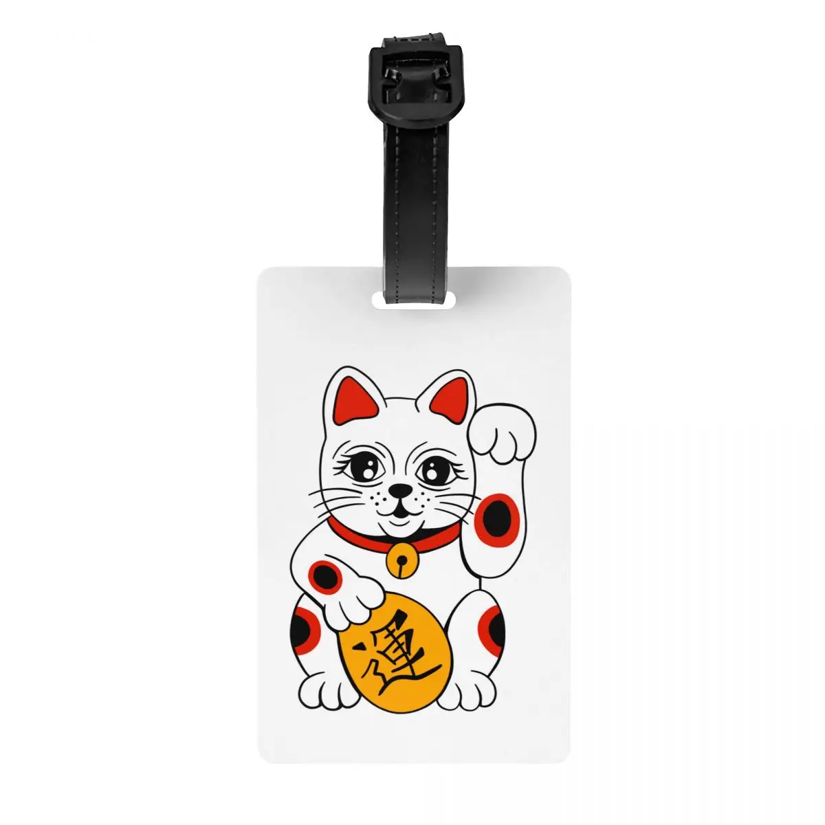 Japanese  Maneki Neko Waving Lucky Cat Luggage Tag for Suitcases Privacy Cover ID Label