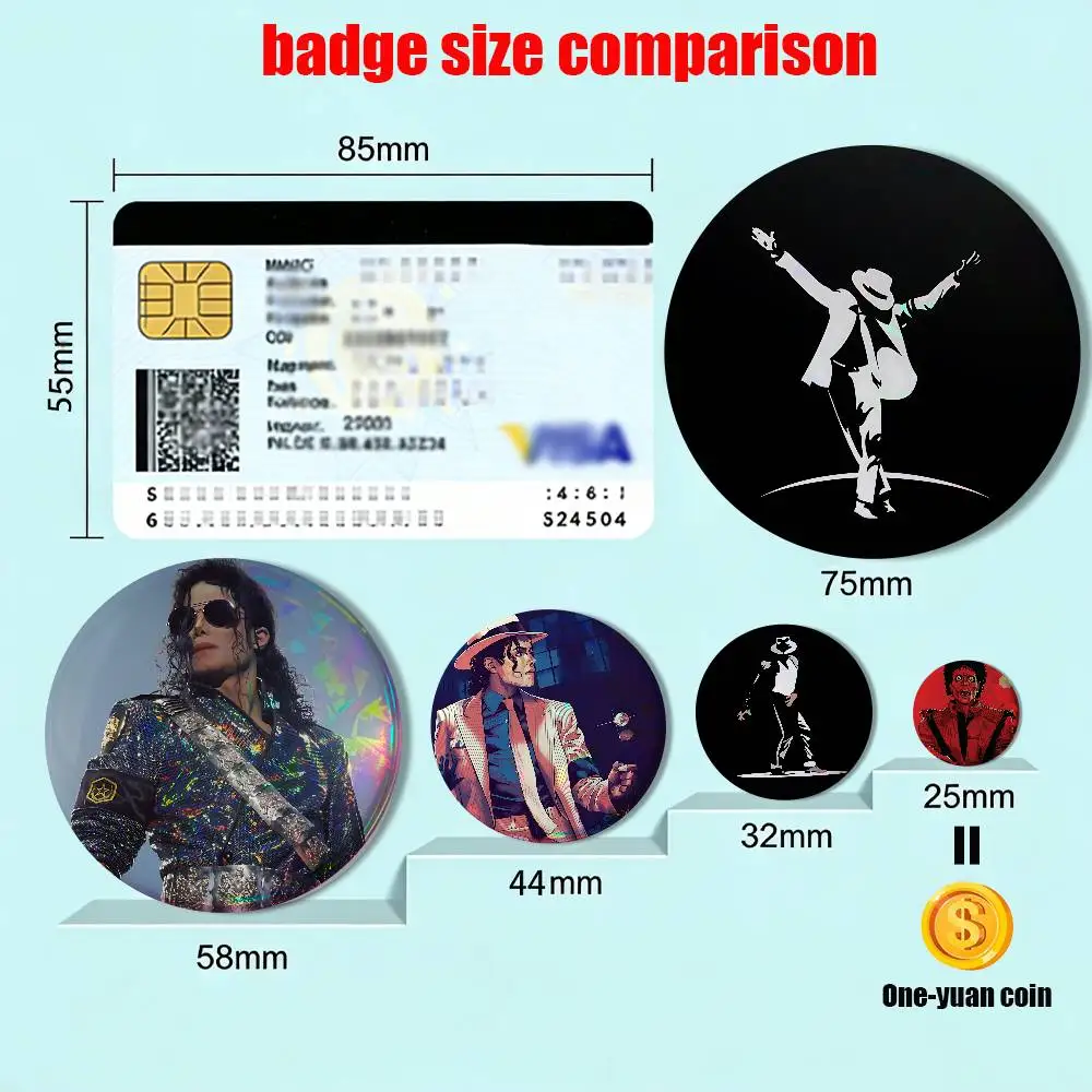 MJ Dance King Michael Jackson Creative Round Badge Button Pin Bag Decor Fans Collection Friends Gift Brooch