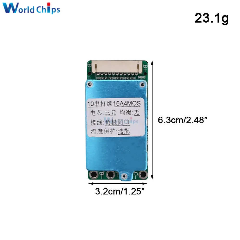 Imagem -04 - Placa de Proteção da Bateria do Lítio Li-íon Lipolymer Bms Pwb Pcm o Mesmo Porto Porto Rachado Placa de Circuito 10s 36v 15a 3mos 4mos