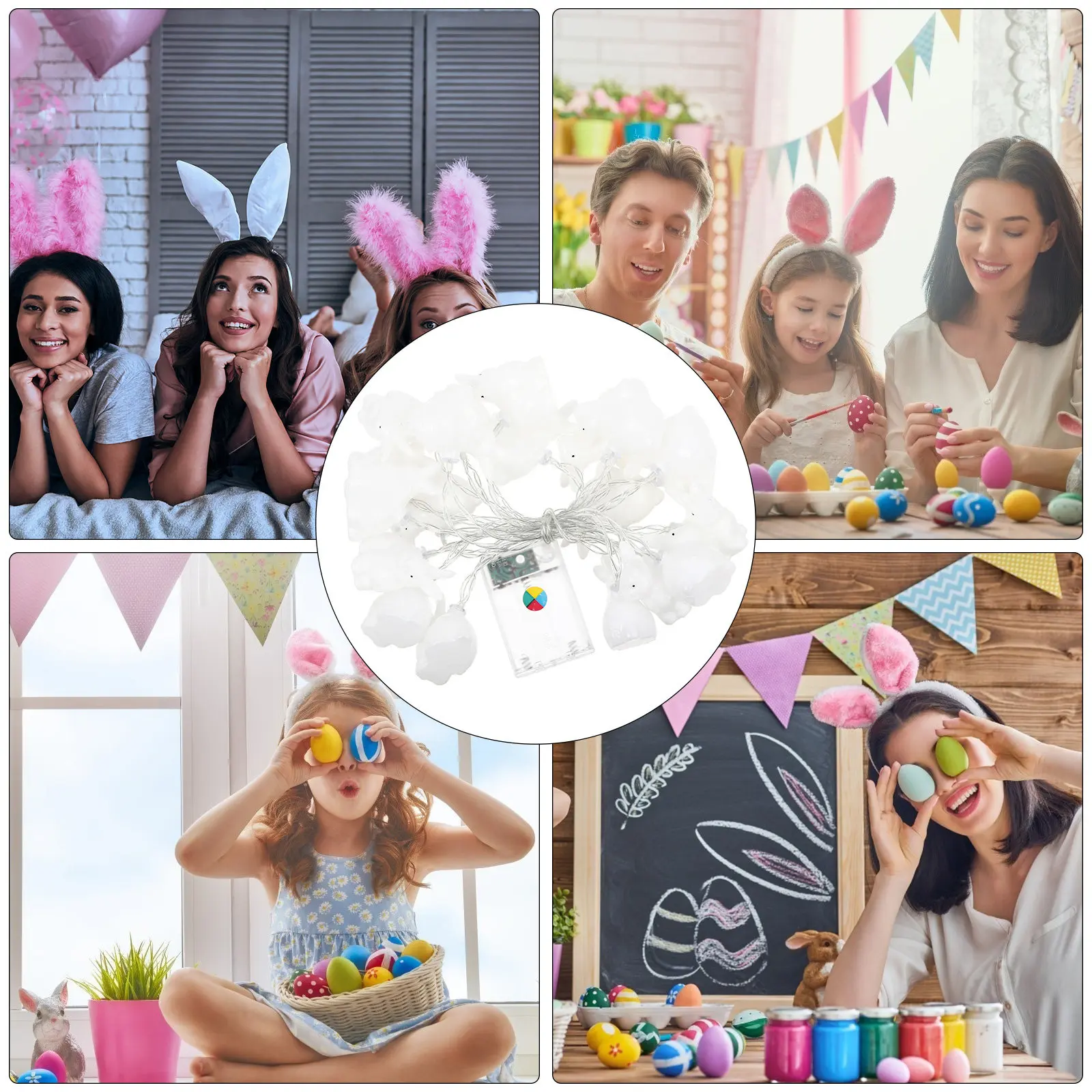 

Набор из 1 комплекта креативных светодиодных гирлянд в форме кроликов, мягкий свет, безопасный для глаз, для Пасхи, декора комнаты, гостиной, отеля, бара, праздничного оформления