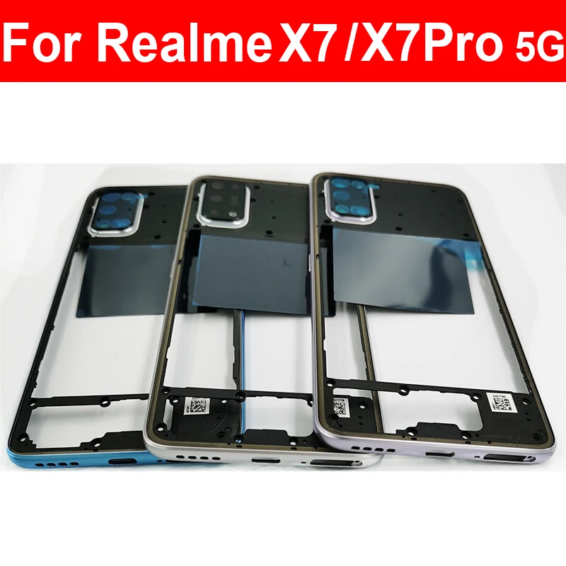 

For OPPO Realme X7 X7 Pro 5G Middle Frame Housing Bezel Middle Frame Holder with Side Button Keys Camera Cover Parts