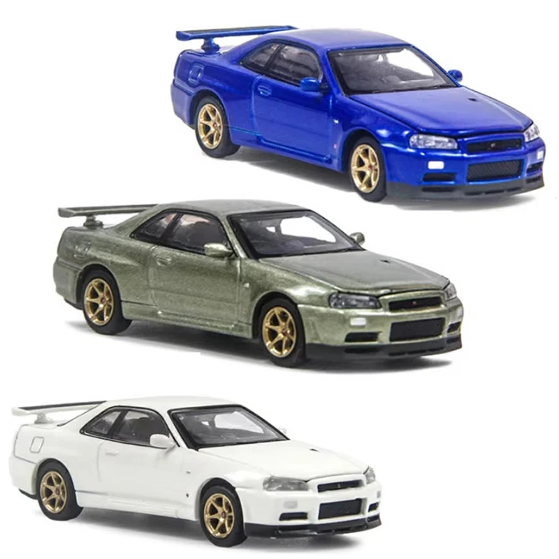 

Литая под давлением МОДЕЛЬ PAUDI, масштаб 1:64, GTR R34, Skyline 2000, модель автомобиля из сплава, статическое украшение, коллекционные подарочные игрушки