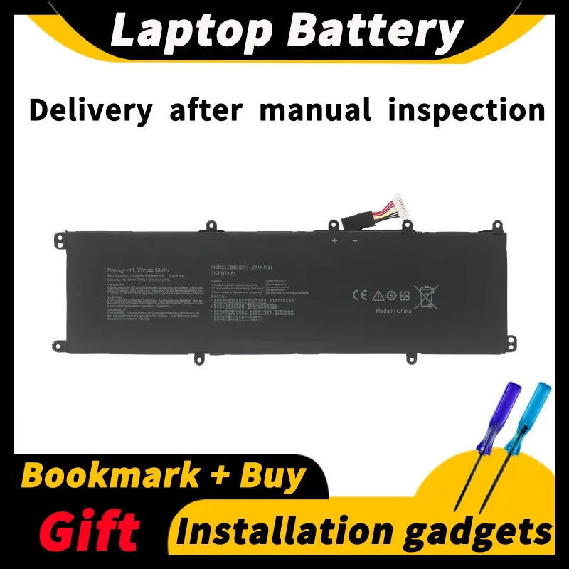 For ASUS U5100U U5100UQ UX430UA UX530UQ C31N1622 11.55V 50wh/4335mAh Laptop Battery