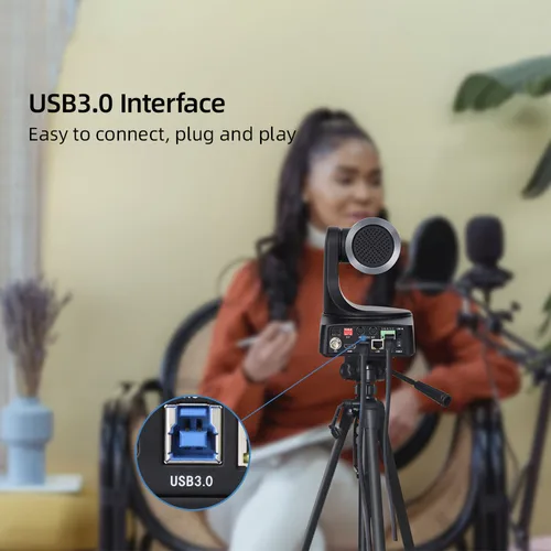 Imagen 2 del producto Cámara PTZ para iglesia NDI HX POE, Zoom 12/20X, 60fps, USB, HDMI, LAN, Control SDI para transmisión de videoconferencia, Youtbe con luz Tally