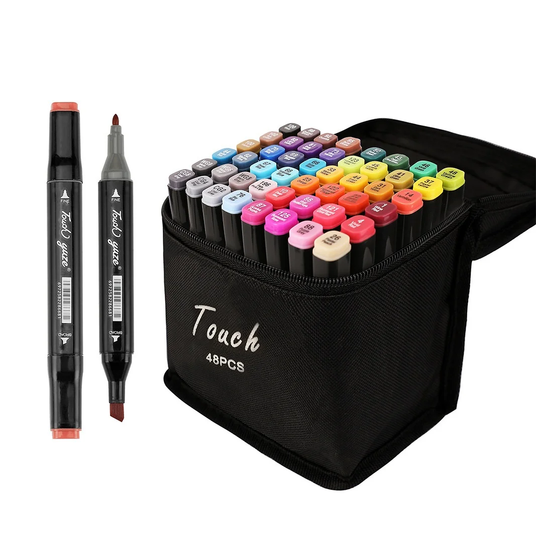 12-80 Colors Art Marker Alcohol Felt Pen Manga Sketching Markers Dual Brush Art School Supplies Drawing Set School Supplies