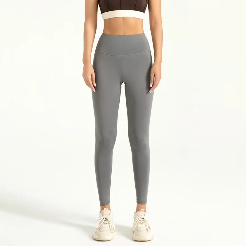 2024 Women\'s Nine-point Trousers Leggings High-waisted Solid Color Yoga Sports Pants High-stretch Leggings Running Fitness Pants