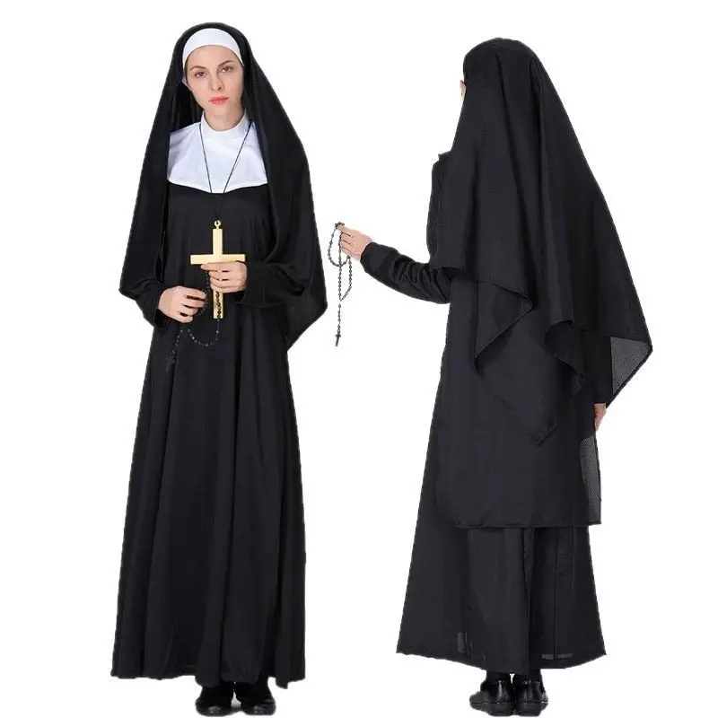 Traje de Cosplay de loween de Freira Medieval, Vestido Tradicional E para Performance de Palco, Sdotisa, Maria,...