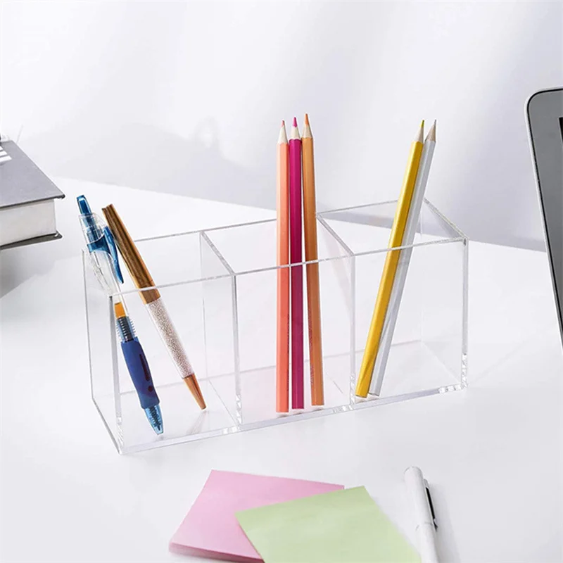 Transparent Makeup Brush Holder Organizer Pen Cases 1/2/3 Holes Plastic Desk Table Cosmetic Storage Case Jewelry Box Container