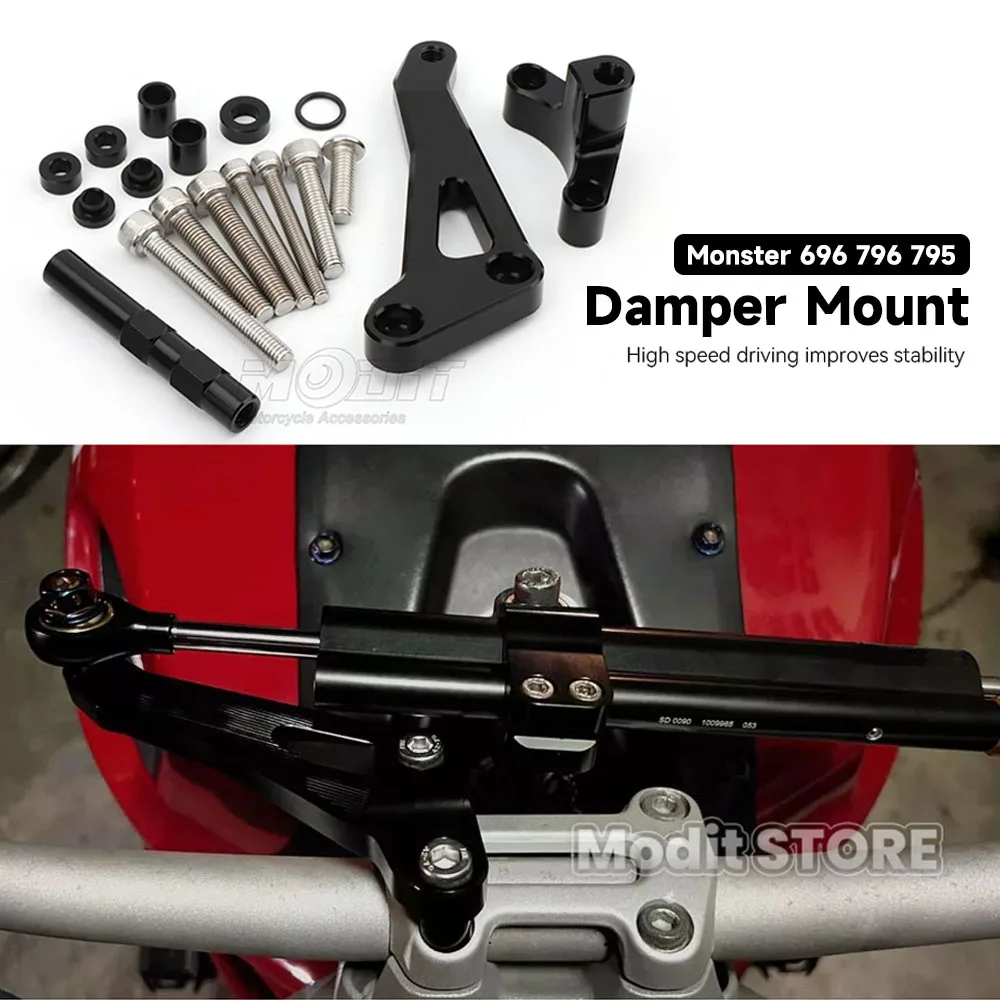 Amortisseur de direction pour moto Ducati Monster 696 796 795 – Stabilisation et contrôle de sécurité avec support de fixation