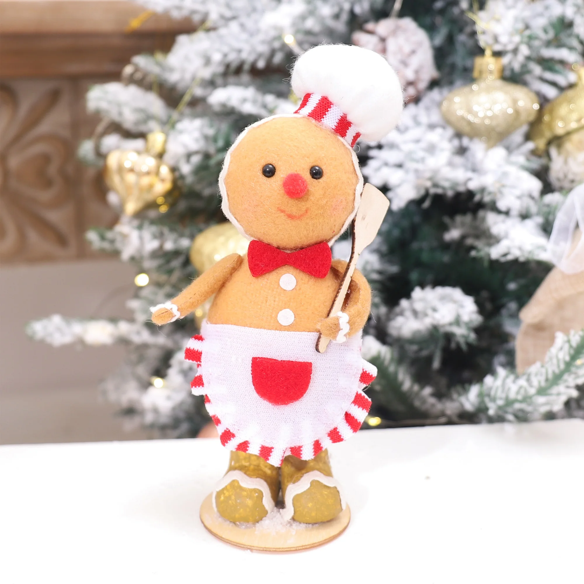 Gingerbread Man Plush 2025 New Year Christmas Decoration Chef Doll Navidad Ornament Gift Wool Dwarf Doll Christmas Supplies Toy