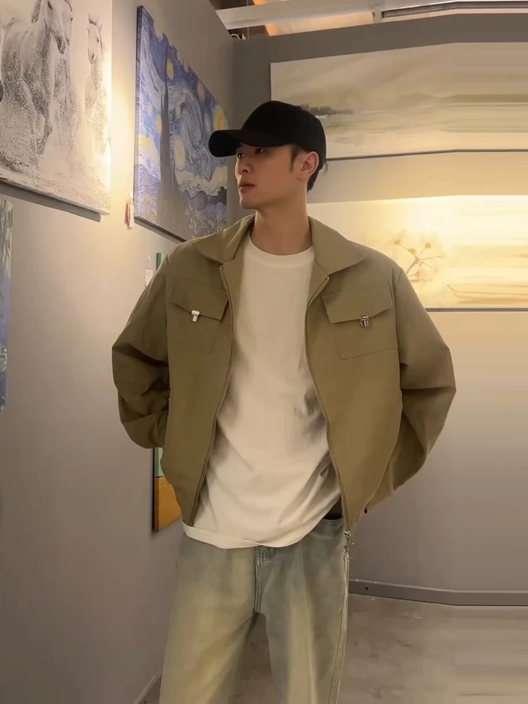 

Ретро-куртка в американском рабочем стиле для мужчин, осенне-зимняя, повседневная, утепленная, в стиле MA-1, с коротким воротником, в корейском стиле