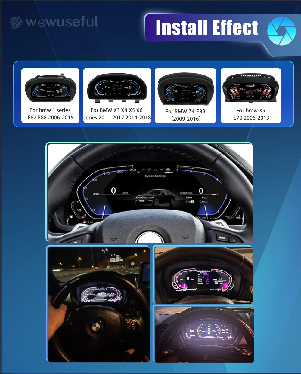 Auto-LCD-Armaturenbrett-Panel für BMW 1er E81 E82 E87 E88 2006–2015 Jahre digitales Cluster-Instrumentenanzeige, Tachometer – Detail 15