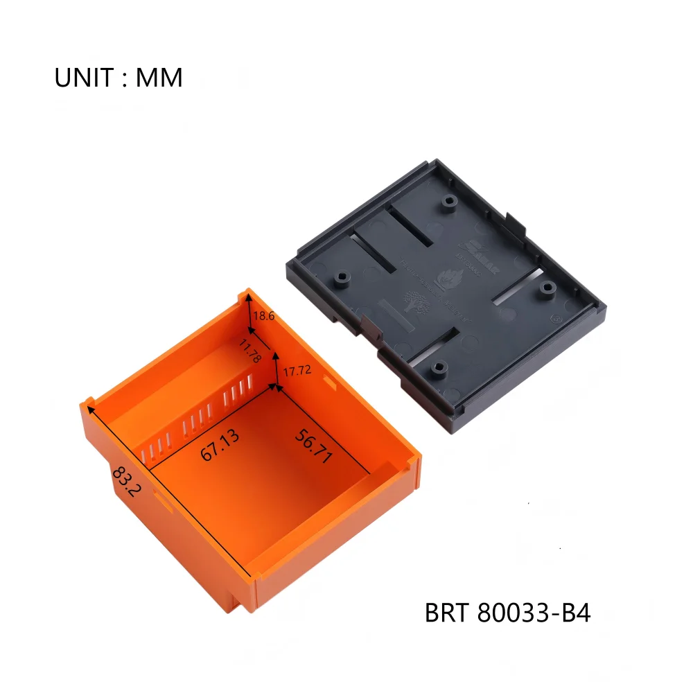 Power Electronic Component Housing, Industrial Control Box Rail Installation, PLC Module Controller Housing BRT80033