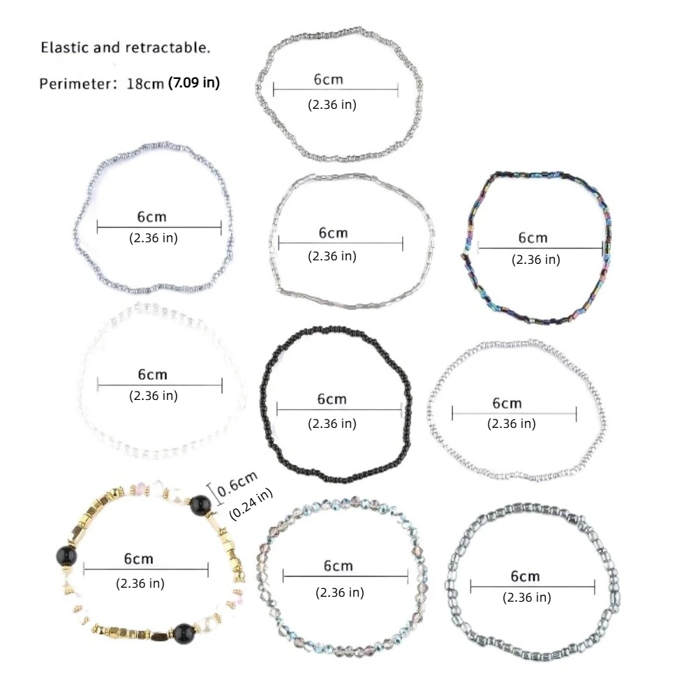 10 قطعة/المجموعة الحلو الملونة البوهيمي الخرز أساور اللؤلؤ تكويم مطرز متعدد الطبقات أساور لامعة سحر الإسورة مجموعة النساء النساء