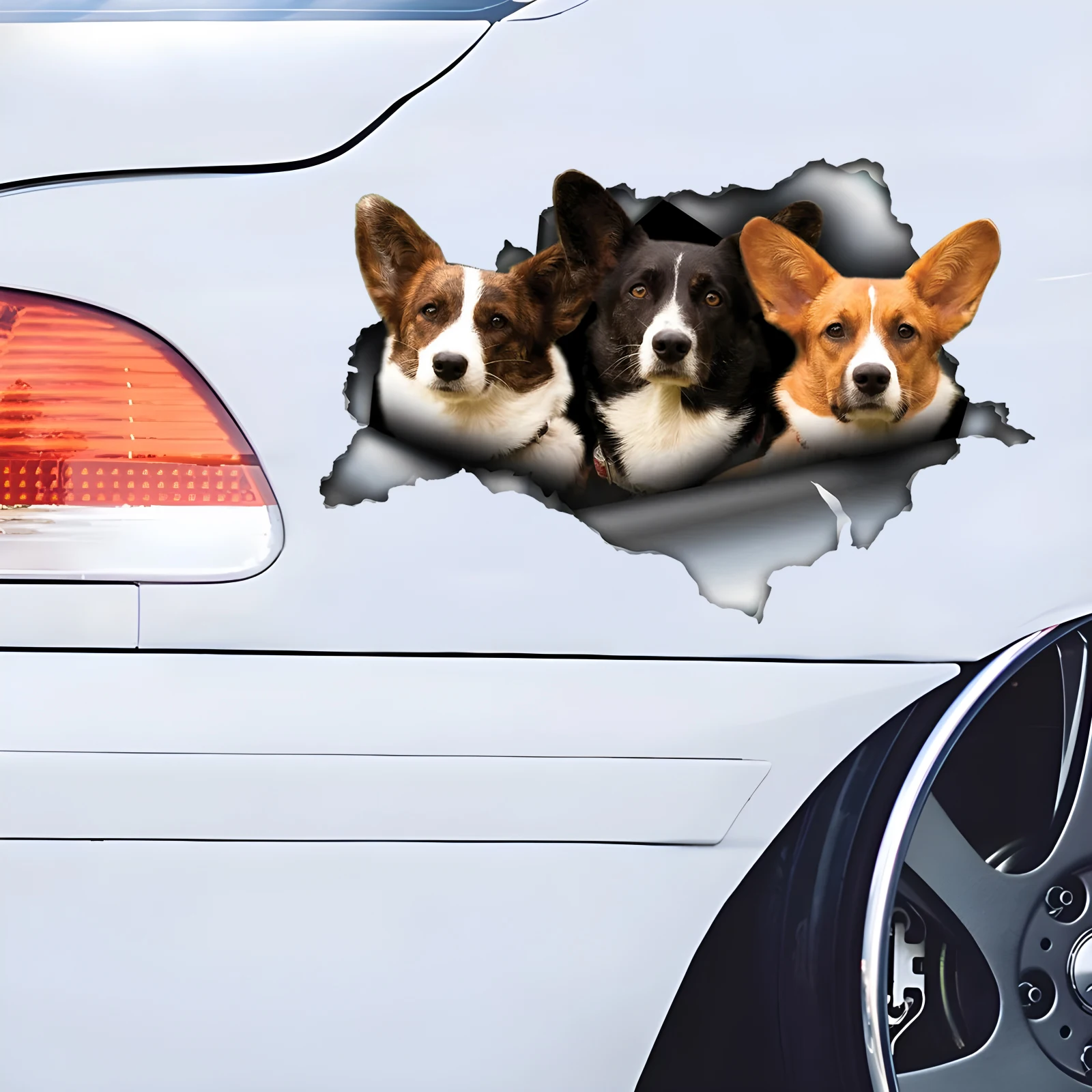 DK509# Cute Corgi Hiding in the Hole Sticker, 1pc Funny Car Decal, Suitable for Cars, Trucks, Motorcycles, Walls