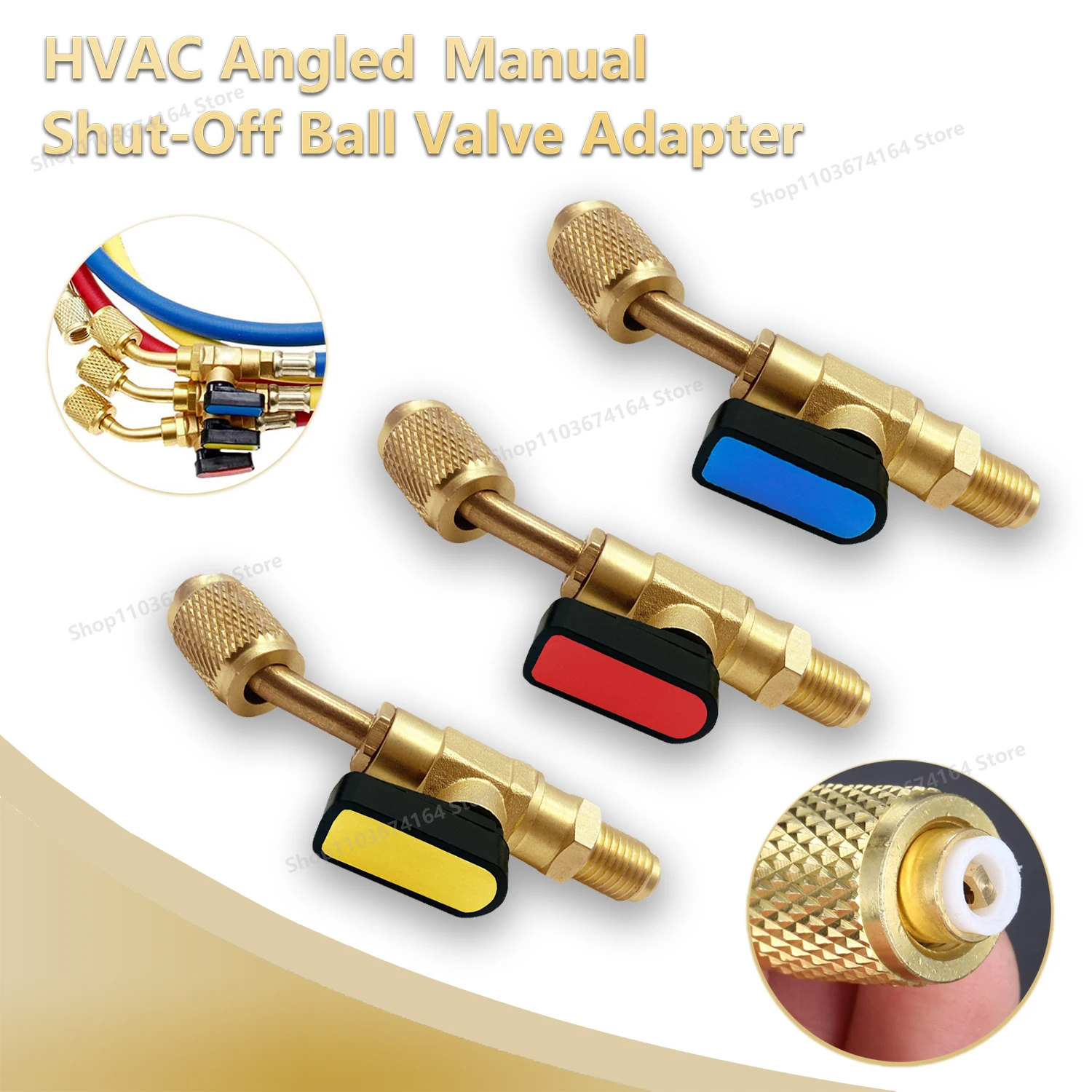 Válvula de bola refrigerante 1/4 macho a 1/4 1/4 hembra o macho a 5/16 hembra para R410A R12 R22, mangueras de carga, herramientas de aire acondicionado