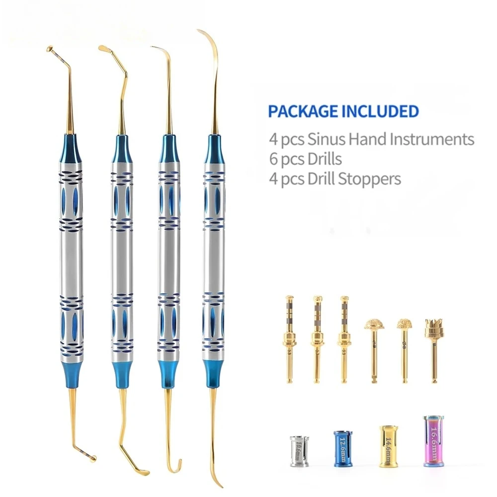 

Dental Sinus Lift Instrument Set Complete Maxillary Internal Lift Kit with Osteotomes Curettes, Depth Gauge Stoppers