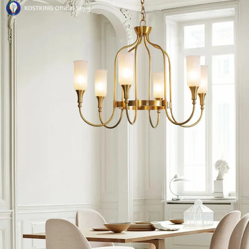 

Luxury Pure Brass Pendant Lighting Fixtures Living Room Ceiling European Design Chandeliers Hanging Lamp Classic Cottage Lustre
