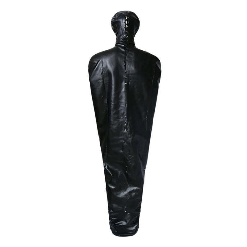 SM Full Body Binder Bondage Bag Sex Restraint Mummy Sleeping Bag Erotic Costume Leather BDSM Slave Bodysuit Adult Games Sex Toys