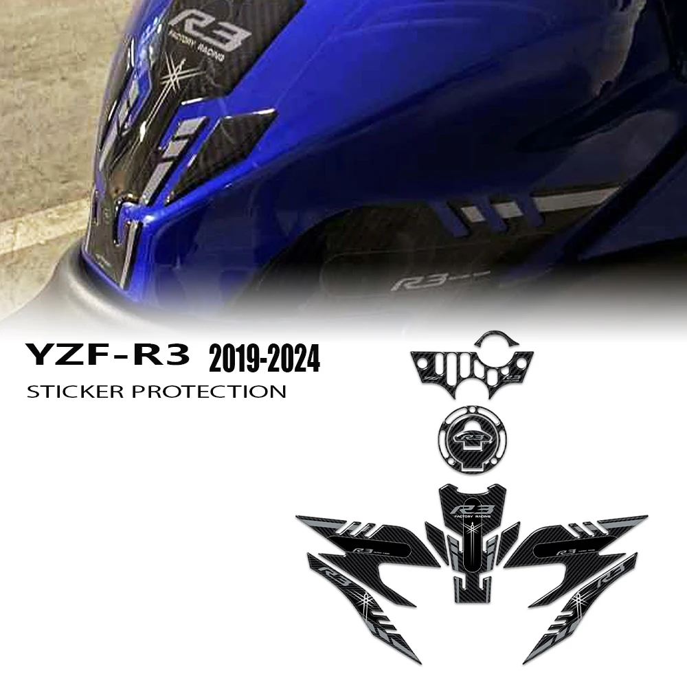 3D Resin Sticker Protection Kit Motorcycle Accessories Decals For YZF R3 R 3 2019-2023