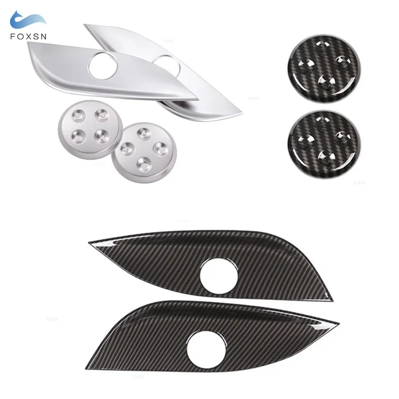 For Mercedes Benz E C GLC GLS Class W212 W205 Carbon Fiber Texture 2pcs Car Interior Seat Adjust Panel Switch Button Cover Trim