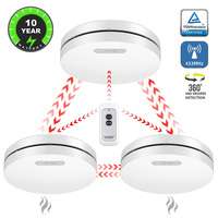 Built-in 10 Year Battery Multi Device Wireless Interlink House Factory Warehouse 433MHz Connect Fire Smoke Detector Sensor Alarm