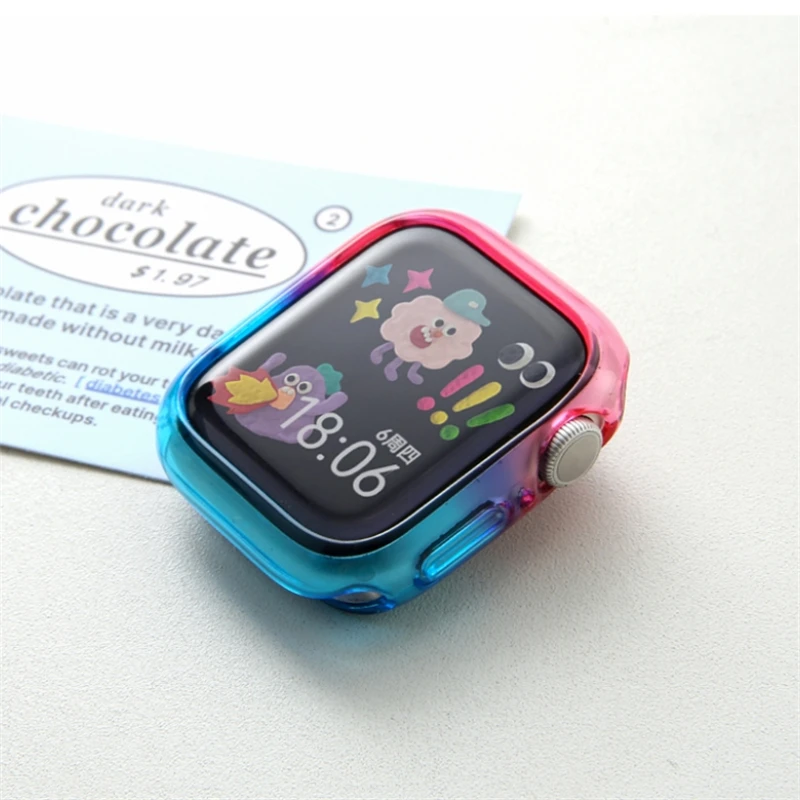 Cute Gradient Jelly Cases For Apple Watch Case 49mm 45 41 44 40 42 38mm Screen Protective Cover For iwatch Ultra 9 8 7 4 5 6 SE