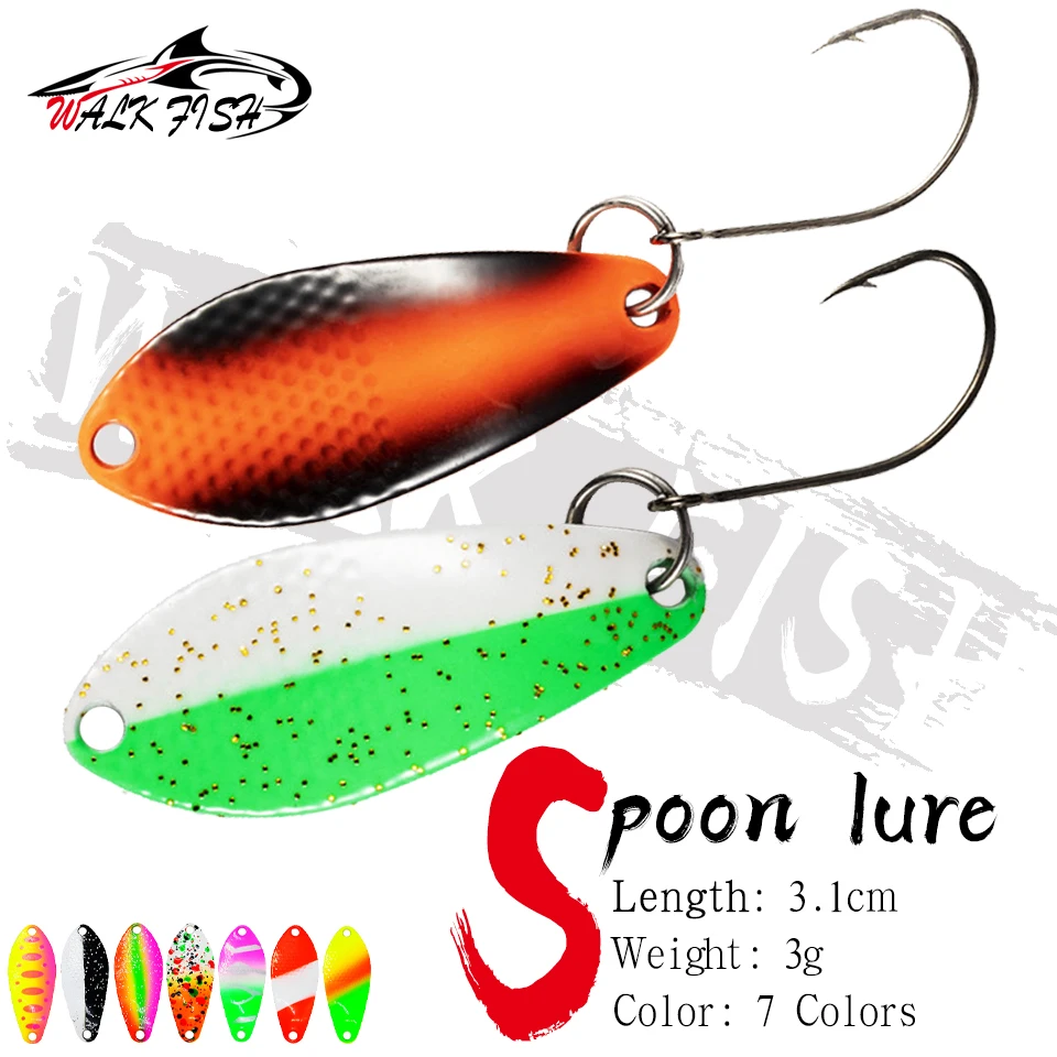 WALK FISH 1PC 3g 31mm Metalowa przynęta wędkarska Pesca Spoon Bait z pojedynczym haczykiem Twarda przynęta przynęta błystka na pstrąga okonia Japan Wobbler