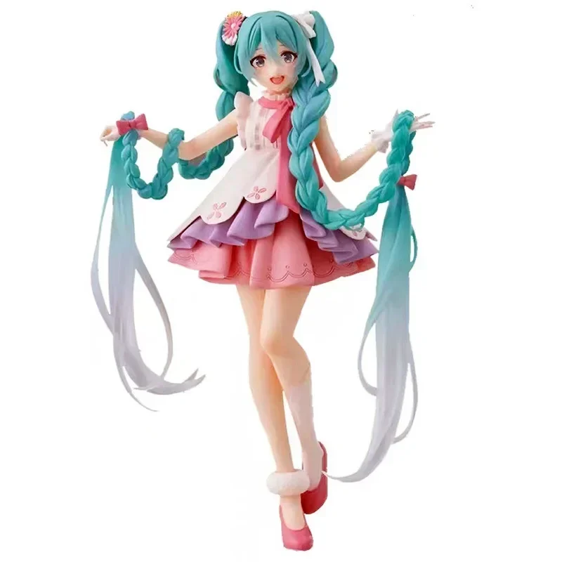 Figurine de dessin animé Hatsune Miku, 20cm, ornements de personnage Sexy, chaise blanche et rose, décoration de voiture Kawaii, modèle cadeau à collectionner, nouvelle collection