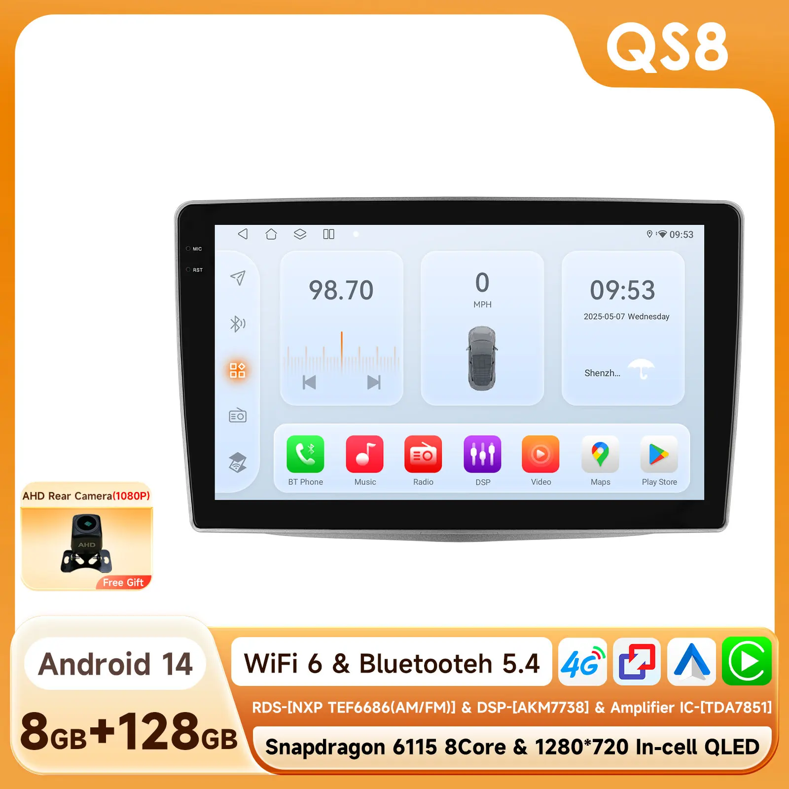 Android Auto Multimedia Speler voor Alfa Romeo MiTo 955 2008-2016 Autoradio Intelligente Carplay GPS Door Snapdragon 6115